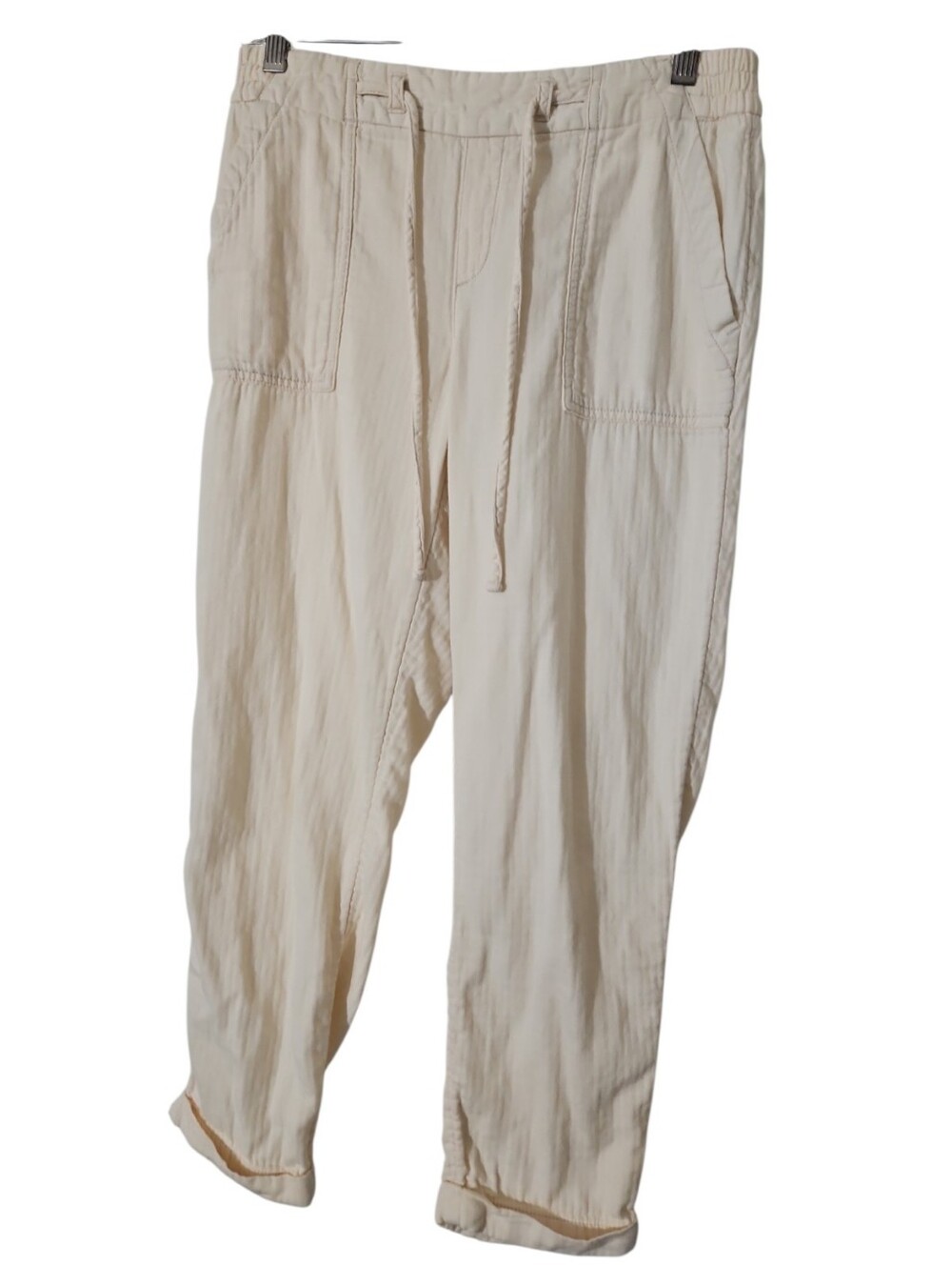 Old Navy Ankle Pants Size S Ivory Pull On Pockets Cotton